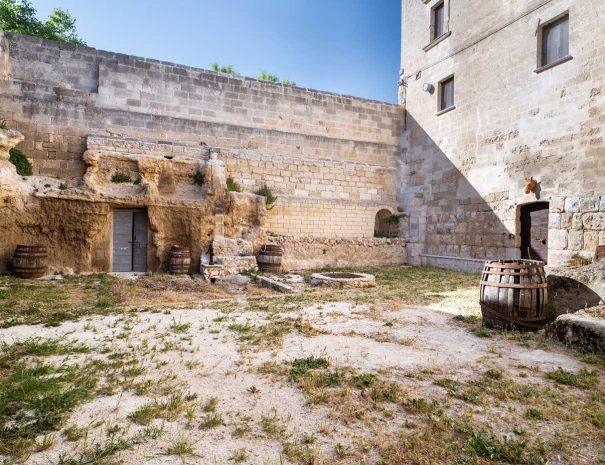 Cortile interno della Casa Vacanze Dimora Cagnazzi ad Altamura, Puglia. Vicino Matera.