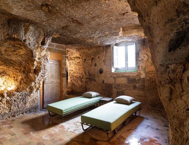 Sauna e bagno turco della zona benessere spa del b&b Dimora Cagnazzi ad Altamura.